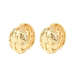 Boucles d'oreilles créoles ovales en laiton tressé&nbsp;EJEW-H178-12G
