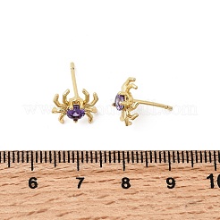 Boucles d'oreilles à tige en laiton araignée avec micro pavé de zircons cubiques&nbsp;EJEW-L306-04G-01