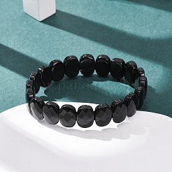 Pulseras elásticas de obsidiana natural con cuentas facetadas para mujer&nbsp;BJEW-K251-07J