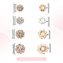 60 pezzo 4 stili zirconia cubica con cabochon in lega&nbsp;DIY-AR0004-03B