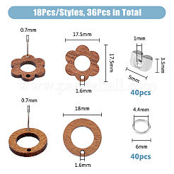 16 paire de boucles d'oreilles à tige en bois à 2 styles&nbsp;DIY-DC0002-88
