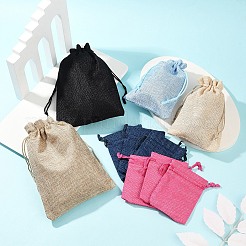 30 Stück 6 Stile Polyester-Imitat Sackleinen Verpackungsbeutel Kordelzugbeutel&nbsp;ABAG-YW0001-08