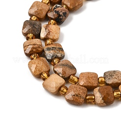 Chapelets de perles en jaspe avec images naturelles&nbsp;GG-CBA96AE-A02-6x6mm