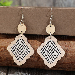 Pendientes colgantes bohemios de madera y aleación de zinc para mujer&nbsp;WGD213D-01