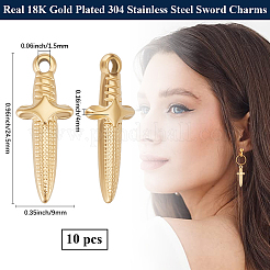 10 pendentif en acier inoxydable 304 avec placage ionique (IP)&nbsp;STAS-BBC0006-58