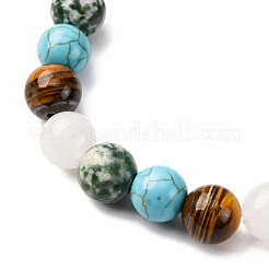 Braccialetti elastici rotondi in turchese sintetico&nbsp;BJEW-JB12322