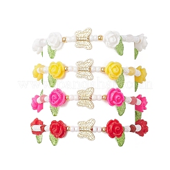 Bracelets en perles de verre et perles tressées en résine pour femmes&nbsp;BJEW-MZ00237