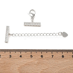 Verlängerung für Bordsteinkette aus Messing mit Mikropavé-Fassung und klaren Zirkonia&nbsp;KK-G556-08P-02