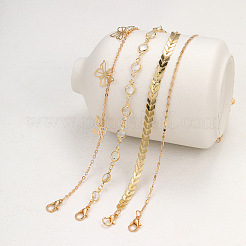 4 stücke 4 arten legierung kristall strass schmetterling charme fußkettchen sets für frauen&nbsp;FS-WGF915E-01