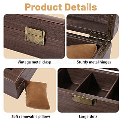 3-Schlitz-Uhrenaufbewahrungsbox aus Holz mit PU-Lederbezug&nbsp;CON-WH0113-10B