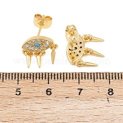Orecchini pendenti con occhio e cono in ottone micro pavé di zirconi cubici&nbsp;EJEW-A151-03G