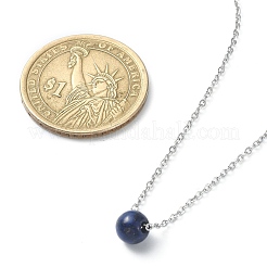 Natürliche Lapislazuli-Halsketten mit runden Perlenanhängern&nbsp;NJEW-JN04551-03