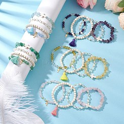 4 pz 4 stili di braccialetti elastici con perline di pietre preziose naturali&nbsp;BJEW-JB11596