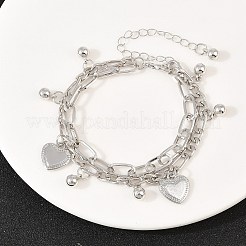 Braccialetti a doppio strato con catena Figaro e graffetta in ferro&nbsp;BJEW-A156-01P