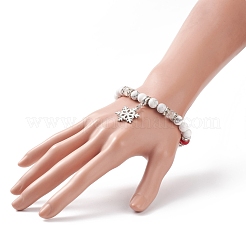 Natürliches grünes Aventurin- & Howlith- & Mashan-Jade-Stretch-Armband&nbsp;BJEW-TA00149