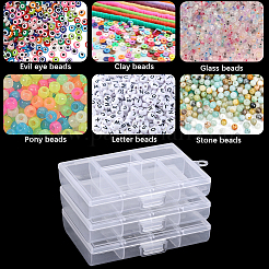 4 Stück transparenter Aufbewahrungsbox-Organizer aus Polypropylen (PP) mit 6 Fächern&nbsp;CON-PA0001-11