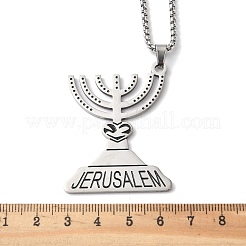 201 colliers pendentifs menorah en acier inoxydable pour Hanoukka&nbsp;NJEW-H065-21P