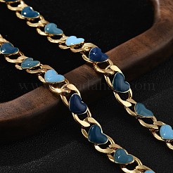 Herz Messing Emaille Panzerketten Armbänder für Damen&nbsp;BJEW-B125-03G