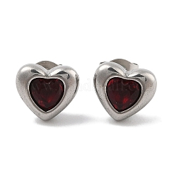 Pendientes de botón de corazón de acero inoxidable 304 con revestimiento iónico (IP)&nbsp;EJEW-C099-13PG-01