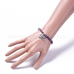 Bracciali con ametista naturale elasticizzata&nbsp;BJEW-JB04931-05