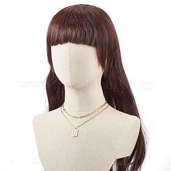 2 pièces rectangle en laiton de style 2 avec colliers pendentif lettre initiale&nbsp;NJEW-JN04006