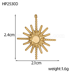 Sonnenanhänger aus Edelstahl 304 mit Cabochon-Fassung&nbsp;STAS-OY007-05G