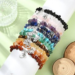 12 pz 12 stili misti set di braccialetti elastici con perline e pietre preziose&nbsp;BJEW-JB10913