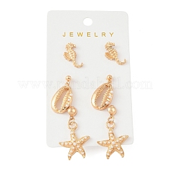 Ensembles de boucles d'oreilles à clous en alliage océan&nbsp;AL-H003-01B-G