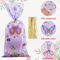 100 pz sacchetti per imballaggio di caramelle in cellophane opp stampati a farfalla&nbsp;ABAG-WH20005-42