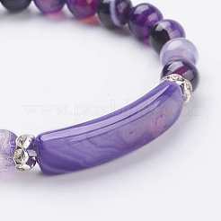 Braccialetti di fascino perline in agata naturale&nbsp;BJEW-K164-C