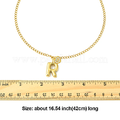 Collar de cadena de eslabones con colgante de corazón y letra de circonita cúbica transparente de acero inoxidable 304 para mujer&nbsp;NJEW-FS00012-27B