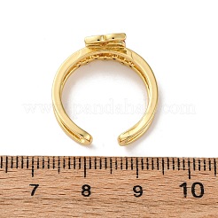 Anillos de puño abiertos ajustables con micropavé de circonita cúbica de latón para mujer&nbsp;RJEW-U057-17C-G