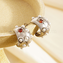 Boucles d'oreilles à tige en acier inoxydable 304 avec micro pavé de zircones cubiques&nbsp;EY6491-2