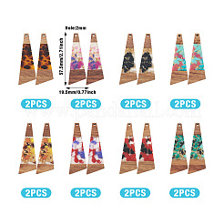 16 pièces 8 couleurs résine transparente et bois de noyer grands pendentifs&nbsp;RESI-TA0001-95