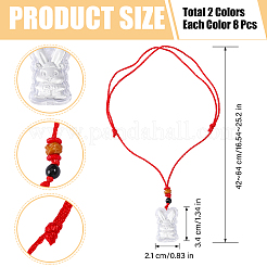 16 ensemble de colliers pendentifs lapin en feuille d'or bicolore avec cordes rouges&nbsp;NJEW-CA0001-08