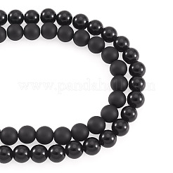 2 hebra de 2 estilos de cuentas de ónix negro natural (teñidas y calentadas)&nbsp;G-TA0003-52-8mm