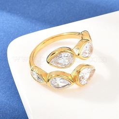 Manschettenringe aus Edelstahl 304 mit Zirkonia&nbsp;RJEW-F203-01G-01