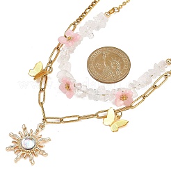 Collane con ciondolo a forma di sole in lega di resina e farfalla in ottone&nbsp;NJEW-JN05468-01