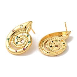 Ohrstecker mit Gestellplattierung aus Messing mit Mikropavé und Zirkonia&nbsp;EJEW-B062-14G-01