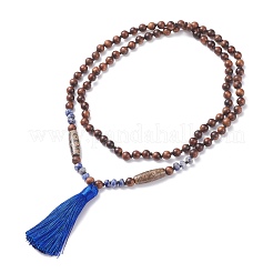 108 collier de perles de mala avec pompon&nbsp;NJEW-JN03791