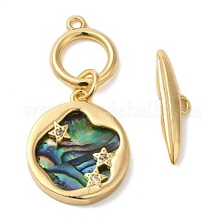 Messing-Knebelverschlüsse mit Paua-Muschel&nbsp;KK-N254-72G