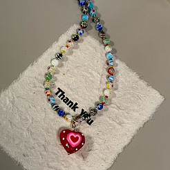 Colliers avec pendentif en forme de cœur en verre de Bohème pour femmes&nbsp;FS-WG4E31E-01