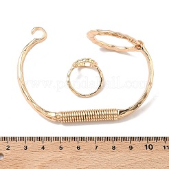 Ensembles de bracelets et bagues à manchette martelée Ring Braaa&nbsp;SJEW-C008-01KCG