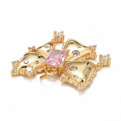 Placage en rack laiton rose et pendentifs en zircone cubique transparente&nbsp;KK-M229-02G