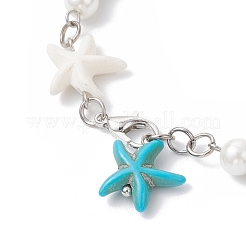 Bracelets à maillons en étoile de mer turquoise synthétique pour femmes&nbsp;BJEW-JB12469-03