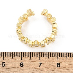 Bagues rectangulaires ouvertes en laiton avec micro pavé de zircons cubiques transparents pour femmes&nbsp;RJEW-G343-23G