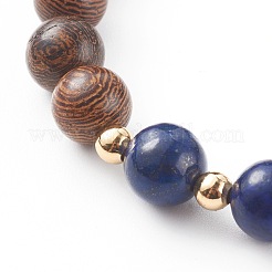 Bracelet en perles de bois et pierre&nbsp;BJEW-JB06104