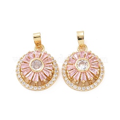 Vrais pendentifs en laiton plaqué 18k or véritable micro pavé zircone cubique clair&nbsp;KK-E068-VC303