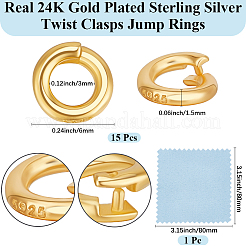 15 Stück 925 Sterling Silber Verriegelungs-Sprungringe&nbsp;STER-BBC0008-14G