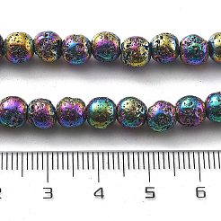 Brins de perles de pierre de lave naturelle galvanisées&nbsp;G-A251-B01-01I